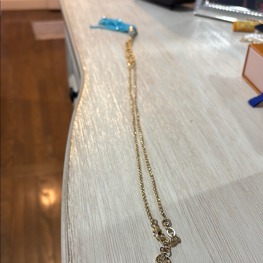 Lilly Pulitzer Gold and turquoise tassel   Necklace